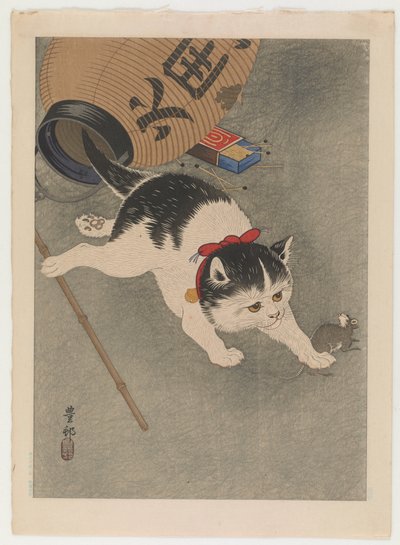 Cat and mouse by Ohara Koson